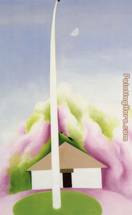 Flagpole And White House painting - Georgia O'Keeffe Flagpole And White House art painting
